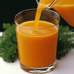 Canvas Print - Orange juice being poured into a glass.