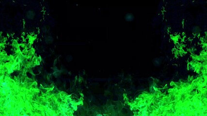 Wall Mural - background of green flames burning