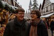 © Road Red Runner - Middle-aged couple smiles during winter visit to city market