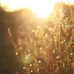 Wall Mural - a radiant golden sun, set against a soft-focus background, with rays radiating warmth and celebratio