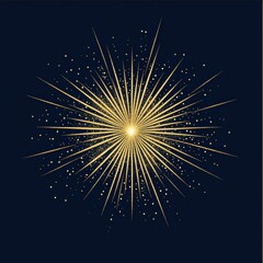 Wall Mural - A shimmering gold starburst icon, set against a deep navy background, with sparkles radiating outward, perfect for celebratory themes