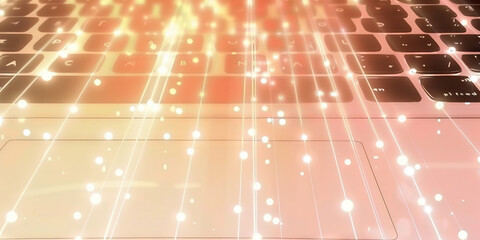 Laptop Lightshow: A kaleidoscopic array of laptop lights create a dazzling display on a clean desktop.