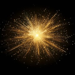 A vibrant gold burst of fireworks, exploding against a dark night sky, creating a festive and celebratory atmosphere
