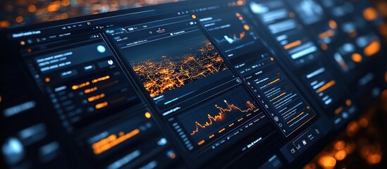Futuristic Digital Interface with Cityscape