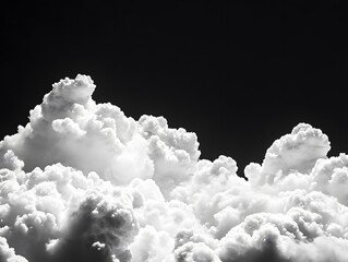 Wall Mural - White cumulus clouds against black background
