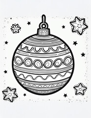 Wall Mural - bauble christmas elegant coloring book for kids or adults