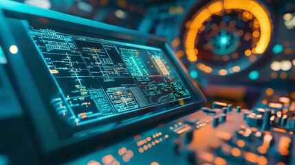 Poster - Explore the intricacies of a modern flight control monitor featuring advanced technology and user interface design