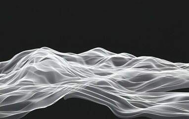 Abstract depiction of flowing white waves on a dark backdrop representing movement and depth in digital art