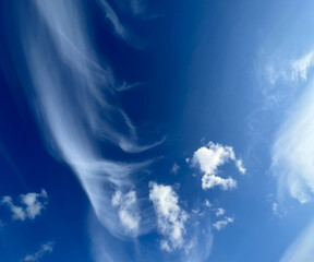 deep blue sky with clouds