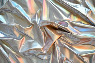 Crinkled holographic texture in soft pastel colors for digital design projects and creative backdrops. Generative AI