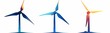 © AI Story - 3 different colors of windmill icons,  yellow red and blue