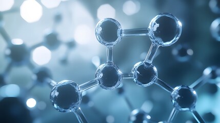 Wall Mural - Close-up of a Molecular Structure with Glass Spheres and Tubes