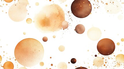 Poster - group of brown and white circles on white background with central brown spot