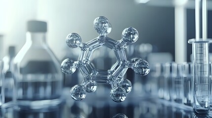 Wall Mural - A Glass Molecular Model in a Laboratory Setting