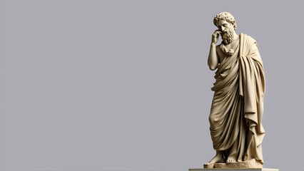 Generative AI, Stoicism concept, sculpture of a stoic, representing philosophy, ancient greek god statue