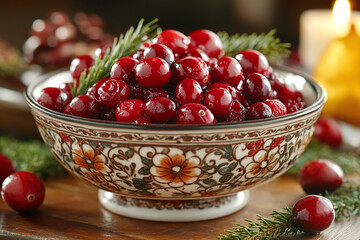 Wall Mural - a homemade cranberry sauce in a decorative bowl.