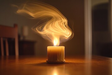 Poster - A Single Candle with Smoke Rising from its Flame