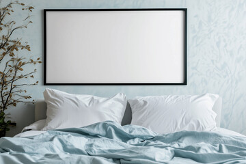 Wall Mural - Minimalist bedroom with empty frames on the wall