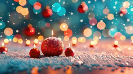 Create a festive atmosphere with this stunning bokeh background, featuring warm candles and beautiful holiday decorations.