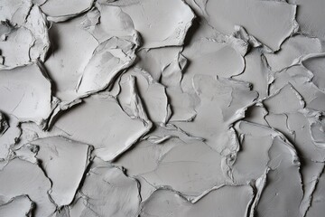 Close-up view of grey wall with textured rough uneven surface. Predominant grey color scheme from light to dark tones. No text or objects, central focus on wall from slight angle.