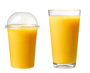 Canvas Print - yellow smoothie in various glasses