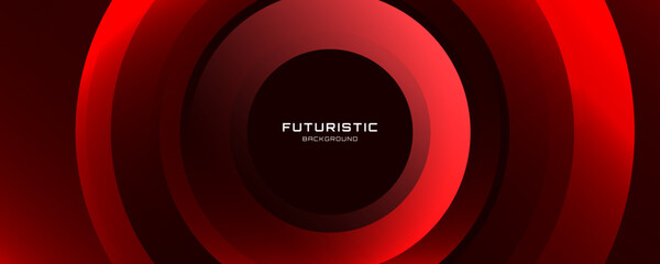 Wall Mural - 3d red abstract background overlap layer on dark space with glowing circles effect decoration. moder