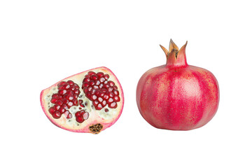 Wall Mural - Whole and cut pomegranate fruit isolated transparent background  on transparent background