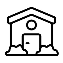 Village House Line Icon