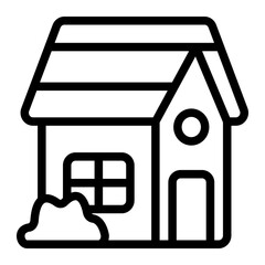 Village House Line Icon