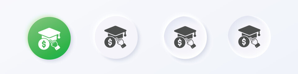 Wall Mural - scholarship icon. neumorphism round style button design vector