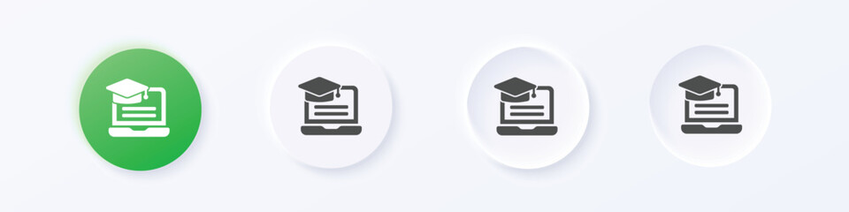 Wall Mural - online education icon. neumorphism round style button design vector