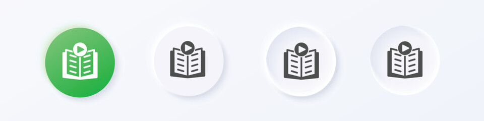 Wall Mural - e-book icon. neumorphism round style button design vector