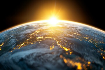 Wall Mural - the sun is setting on the planet earth