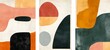 © AI Story - Set of three minimalist abstract wall art prints, featuring simple shapes and forms with a colorful palette in a boho style, perfect for modern home decor and interior design.