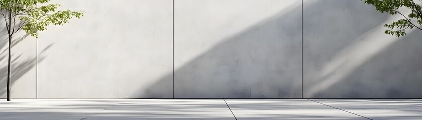 Wall Mural - Minimalist Concrete Wall with Sidewalk and Sunlight Shadows