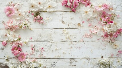 Wall Mural - Floral Arrangement on Wooden Background