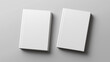 © Mariana Mejia - Two closed blank books mockup lying on gray background