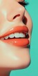 © Dai - Close-up of a womanâ€™s smile with glossy, full lips, vibrant mint background, isolated with ideal composition and room for text