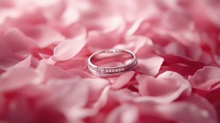 Sticker - Elegant Ring on Soft Pink Petals