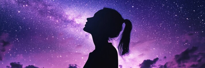 Wall Mural - The beauty of a woman framed by the celestial wonders of the Milky Way.