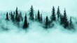 © BOJOShop - Misty Forest Landscape with Silhouettes of Pine Trees   Nature Background