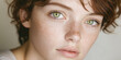 © Andres Mejia - Portrait of young woman with freckles showing her green eyes and natural beauty