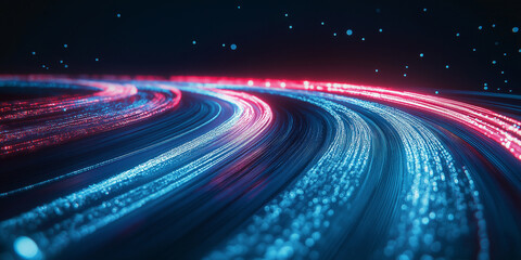 Poster - Glowing lines of data flowing in cyberspace creating futuristic stream