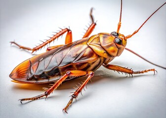 candid ai photo: dead cockroach, isolated on white.