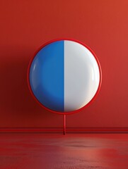 Wall Mural - A red, white, and blue circle against a red background. AI.