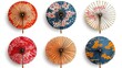 © Sinechana - 61.Japanese Umbrellas Top View. Traditional Asian Paper Japan Or Chinese Parasol With Beautiful Patterns Vector Set: