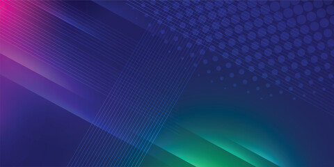 Wall Mural - Blue abstract background in vector illustration with glow and lights, with parallel lines, bright geometric shape, design futuristic and elegant.
