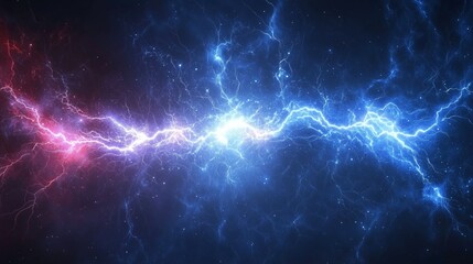 Wall Mural - Abstract lightning bolts on a dark night sky electric