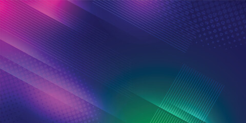 Wall Mural - Blue abstract background in vector illustration with glow and lights, with parallel lines, bright geometric shape, design futuristic and elegant.