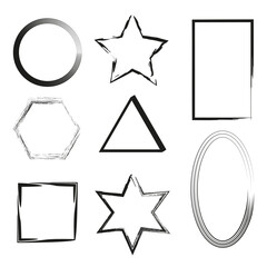 Wall Mural - Geometric shapes set. Vector outline collection. Abstract shapes bundle. Black line art.